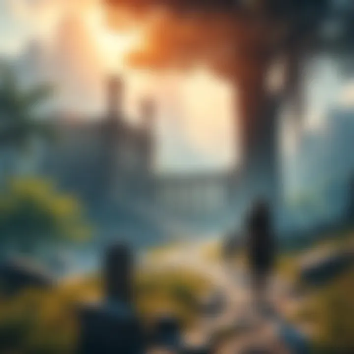 A character exploring a vibrant, lush environment with ancient ruins in AC Valhalla's Forgotten Saga, highlighting the game's epic quests and stunning visuals.