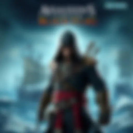Concept art showing the main character from Assassin's Creed Black Flag in a pirate setting with ships and the ocean in the background