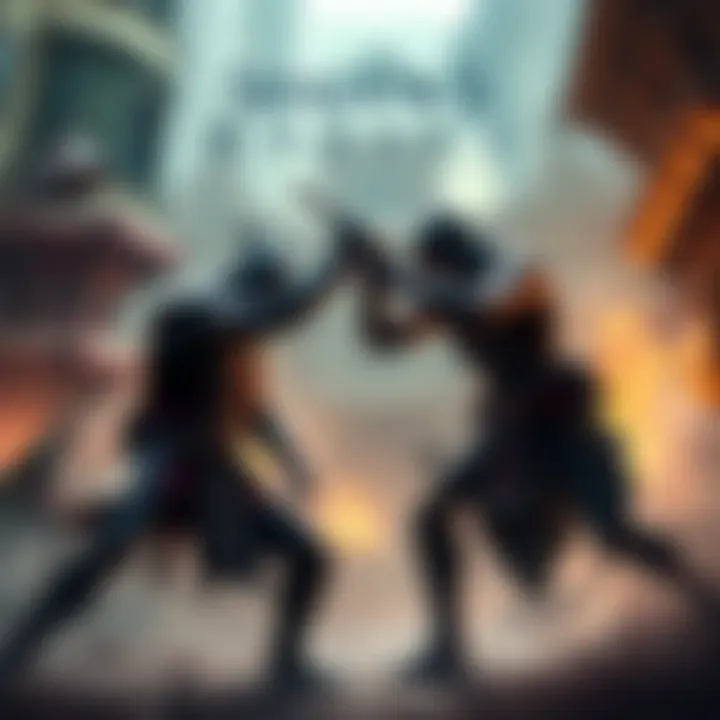Scene showing characters from AC Shadows and AC Odyssey in combat, highlighting their fighting styles and environments.