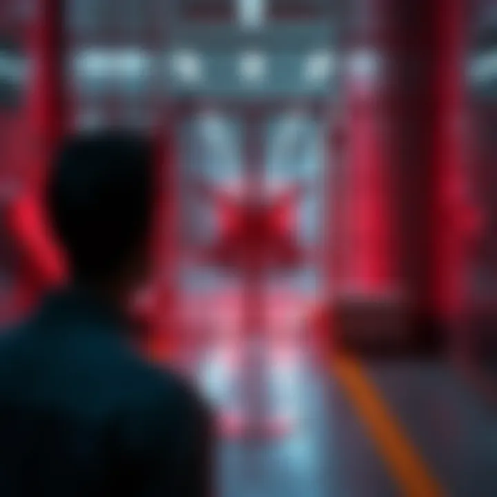 A person looking at a locked gate leading to a restricted area, contemplating how to gain access.