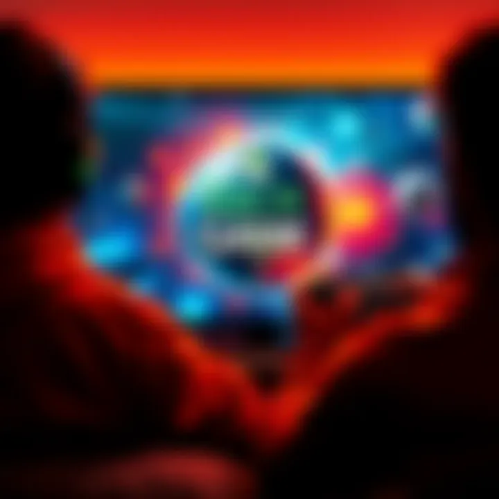 A gamer using a console while viewing Xbox Game Pass on a screen, with a globe showing global access, highlighting safe gaming practices.
