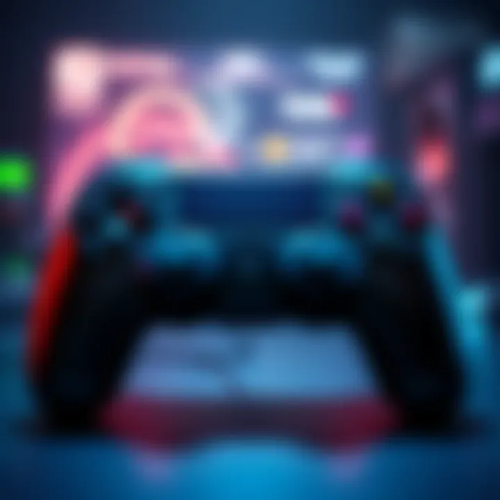 A graphic showing a game controller with accessibility icons like sound waves and visual indicators, highlighting features for fair play.