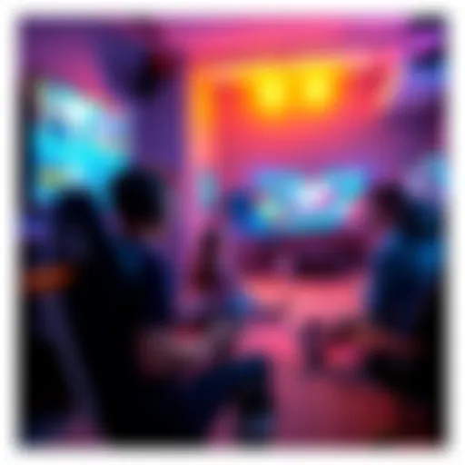 A person using adaptive gaming equipment designed for amputees, enjoying a video game with friends.