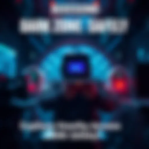 A person using advanced technology to enter a dark zone, surrounded by digital equipment and protective gear