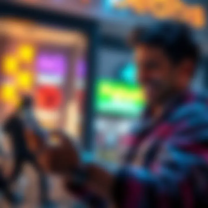 A person happily using their device to access features of a service they paid for, showcasing satisfaction and empowerment.