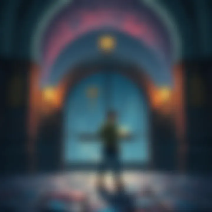 A character standing before the closed gates of Undercity, holding a map and looking determined, ready to find the way inside.