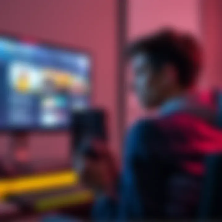 A gamer contemplating options to access DLC after canceling their Game Pass subscription, with a game controller in hand and a computer screen displaying DLC options.