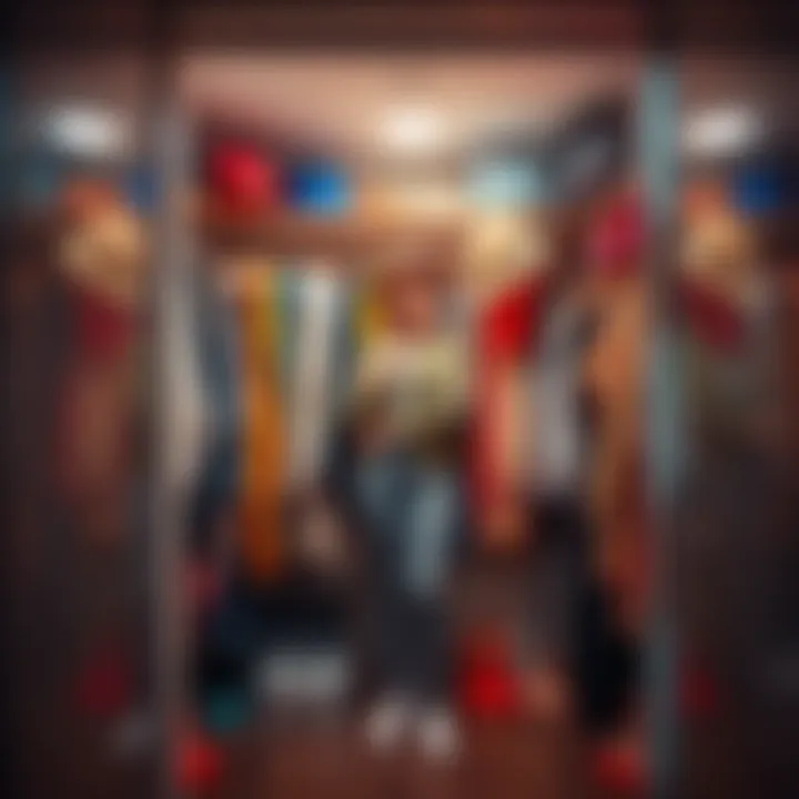 A person opens a closet filled with colorful accessories showcasing a distinct American style.