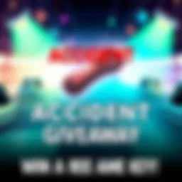 Graphic showing a game key with a fun background and text about the Accident giveaway