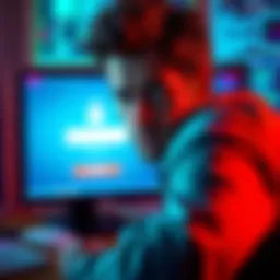 Account recovery options A person looking frustrated while trying to access their computer, showing a locked screen with a reset password prompt