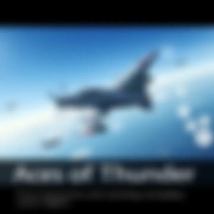 A stunning screenshot from Aces of Thunder showing a fighter jet soaring through a clear blue sky with realistic graphics.