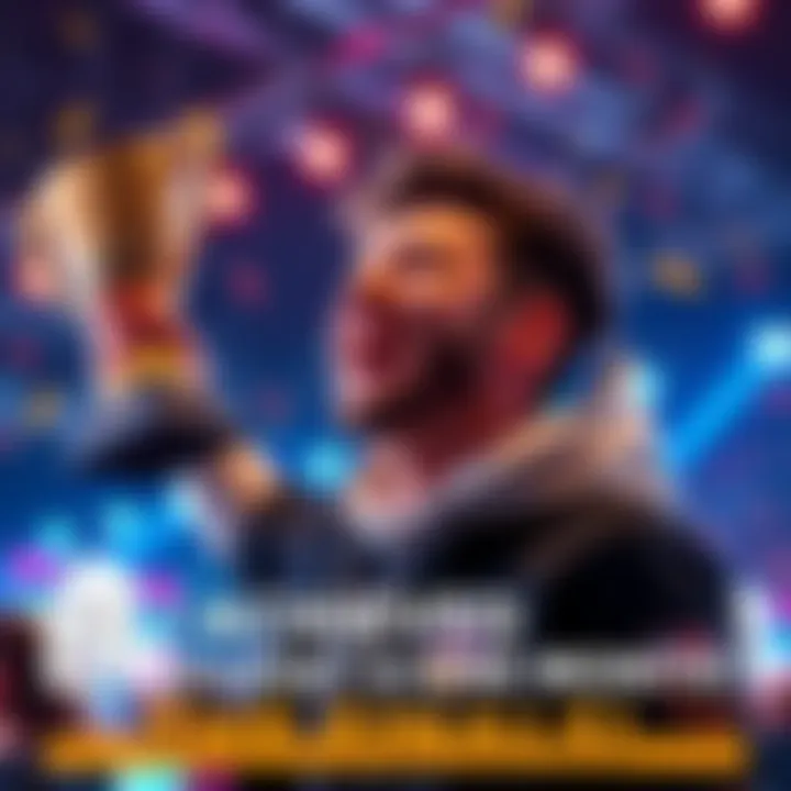 A person celebrating their gaming achievement with a trophy in hand, showing excitement after reaching E1 in THE FINALS.