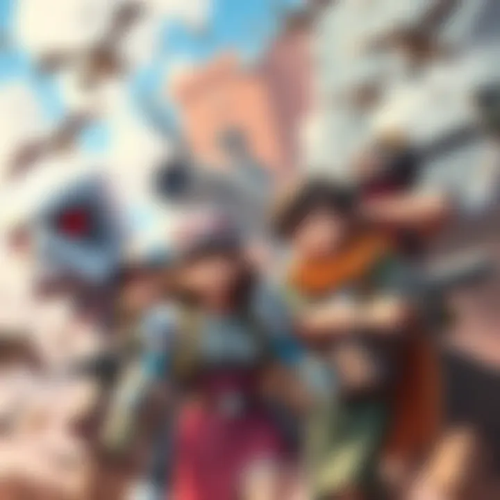 A group of diverse game characters engaged in a thrilling adventure, showcasing camaraderie and excitement.