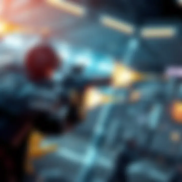 A character in a futuristic setting firing weapons with unlimited ammo, showcasing intense combat without the need for reloading.