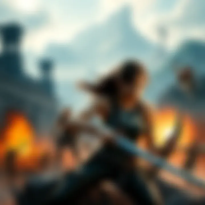 A collage of iconic scenes from action-based mythology games featuring characters and landscapes from Odyssey and Tomb Raider.