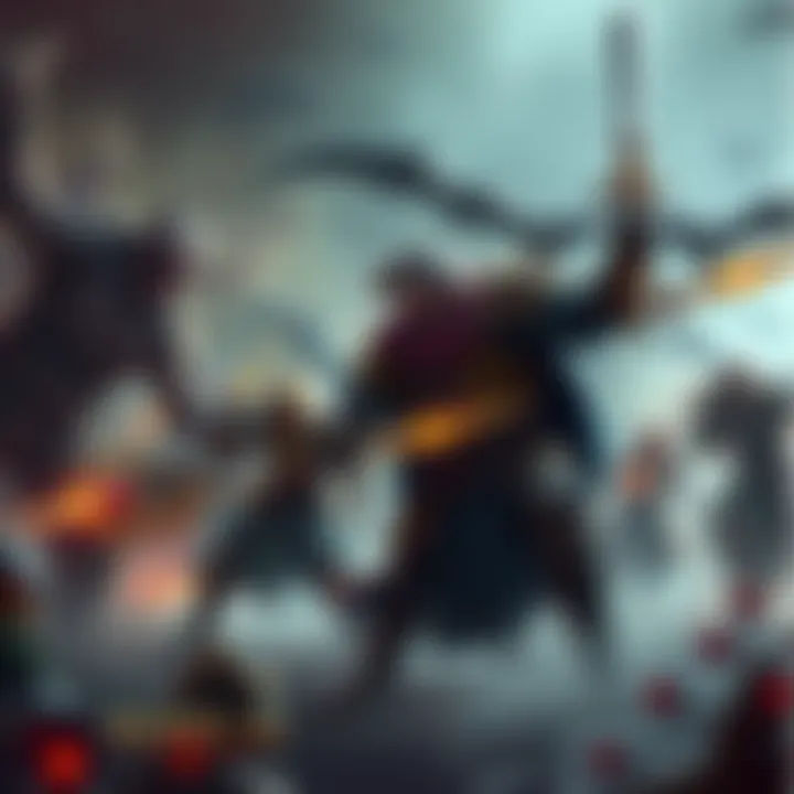 A group of fantasy RPG characters engaging in battle with automated skills against dark creatures, showcasing deep RPG mechanics without free-to-play distractions.