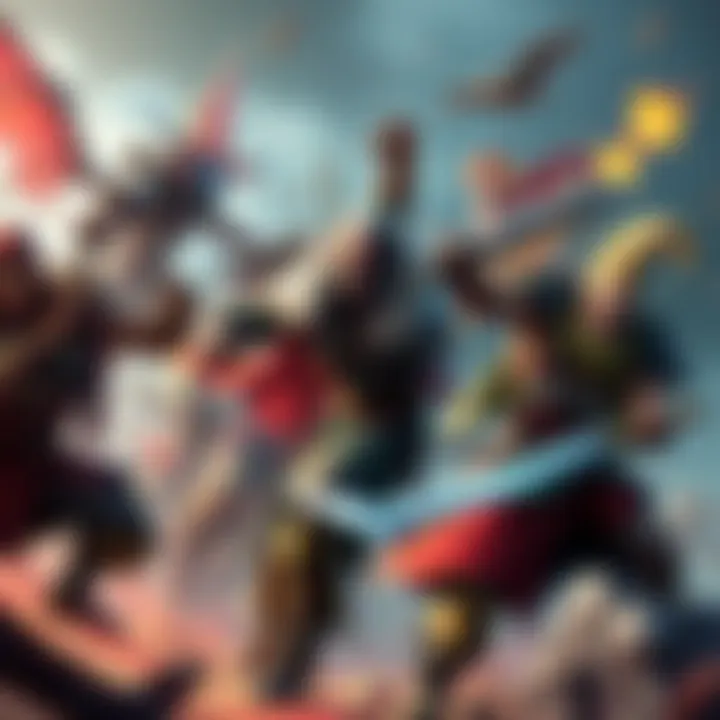 Action RPG Characters in Battle A group of diverse fantasy characters engaging in a battle scene with colorful, stylized graphics.