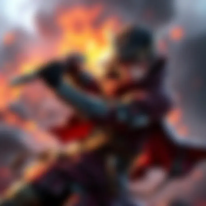 A scene from a PS4 action RPG showing a character in a dynamic pose with a thrilling background.