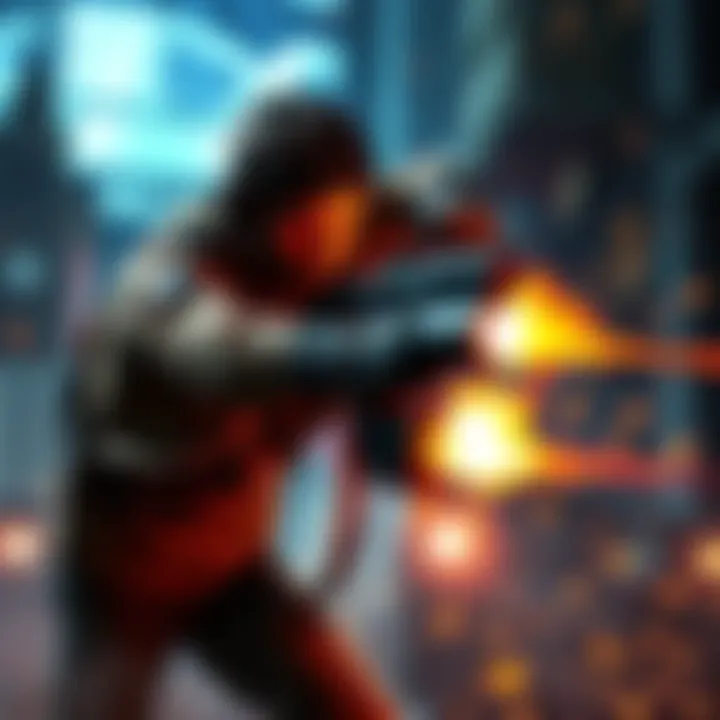 A player character engaged in a thrilling combat scene in Re6, showcasing intense action and dramatic visuals.