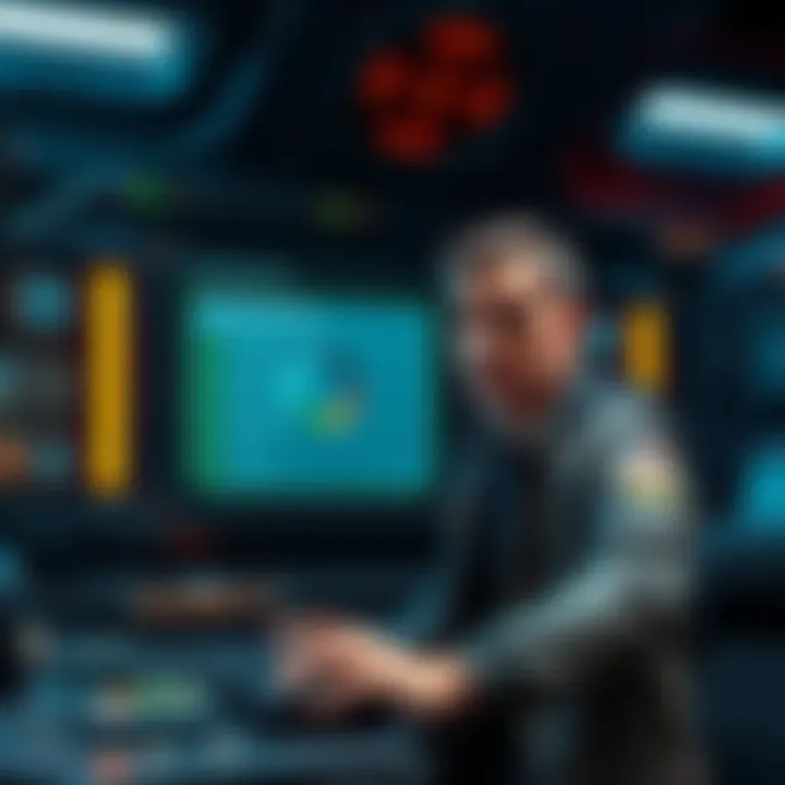 A representation of a digital control interface with five active directives and an unexpected activation of a character named pistolero, showing confusion and concern.