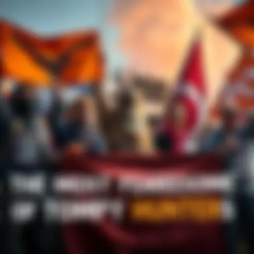 A group of activists holding banners and signs to protest against trophy hunting, showing their dedication to wildlife preservation