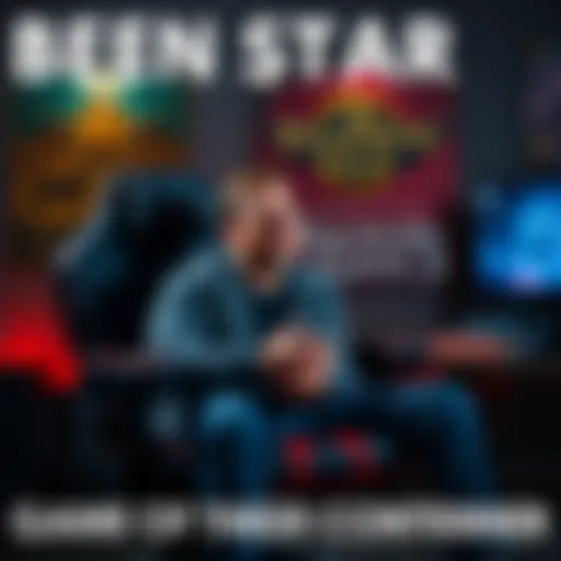 Ben Starr sitting in a gaming chair, talking about the game Marathon, with posters of Elden Ring and Baldur's Gate 3 in the background