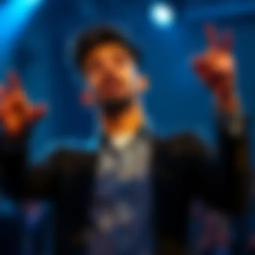 A talented actor from the main cast displaying confidence and charisma on stage