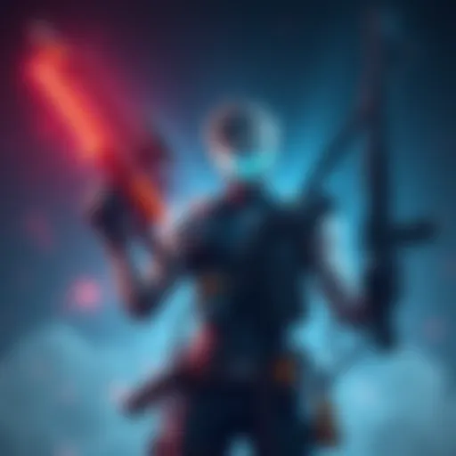 Acuity character holding a variety of weapons, showcasing optimal choices for performance with Zephyr.