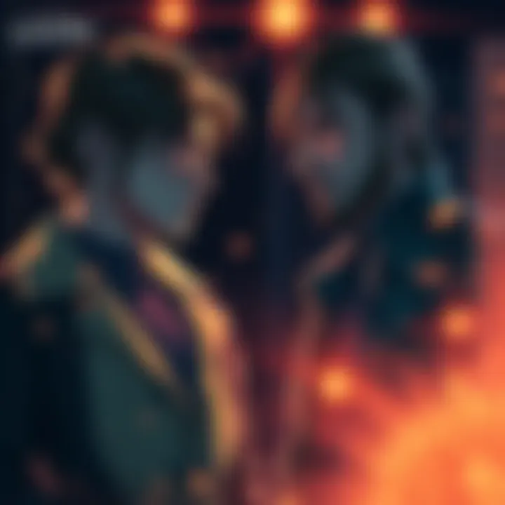 Two characters representing Ada and Leon engaged in a serious conversation, with expressions reflecting tension and complexity in their relationship.
