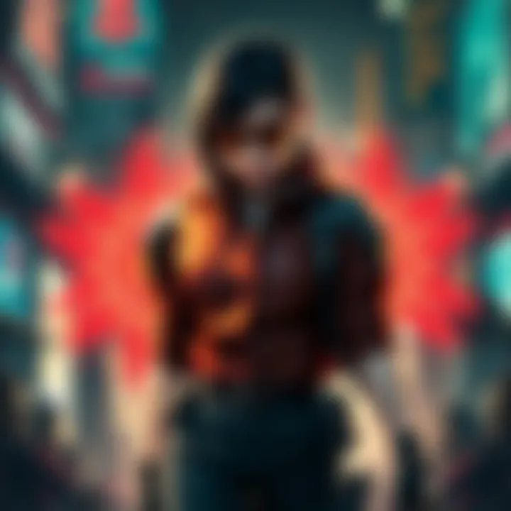 Ada Wong stands confidently, showcasing her strength and intrigue, surrounded by gaming elements