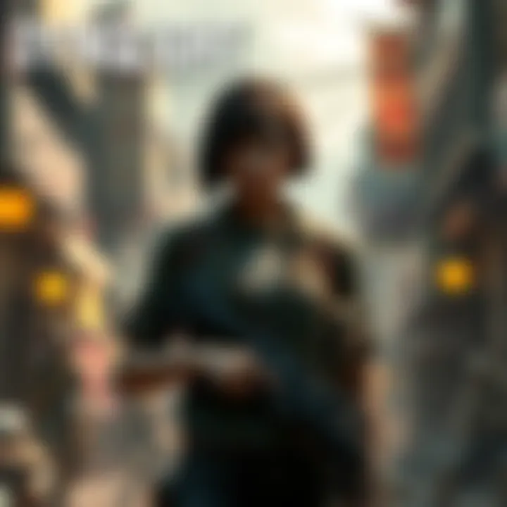 Ada Wong stands ready for battle, holding a weapon in the dangerous streets of Harran, with zombies lurking in the shadows