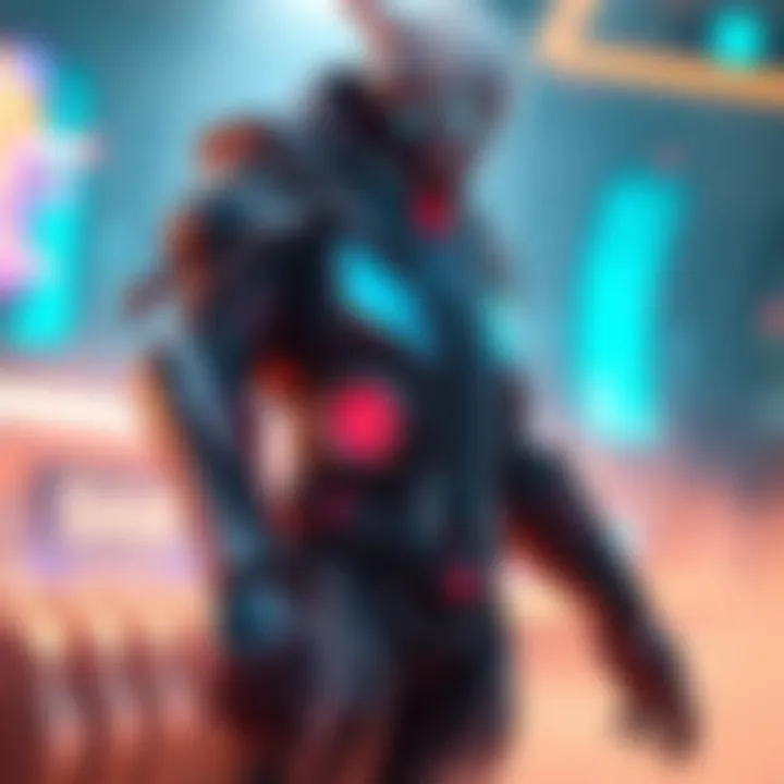Concept art of Adam Smasher, a cybernetic character with a sleek design and robotic features, standing in a futuristic setting.