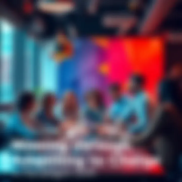 A diverse group of people brainstorming ideas and collaborating in a modern office environment to embrace change and strategy adaptation.