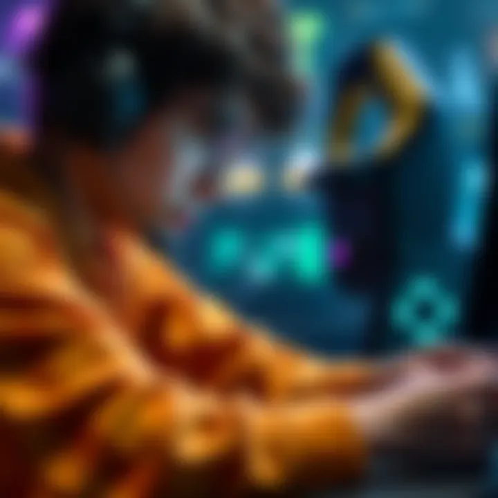 A focused gamer mastering new controls while switching games, showing determination and skill adaptation