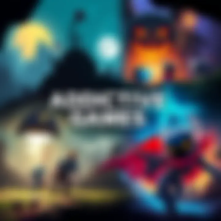 Addictive Games Collection A collage of engaging game scenes including characters and environments from Expedition 33 and Hollow Knight