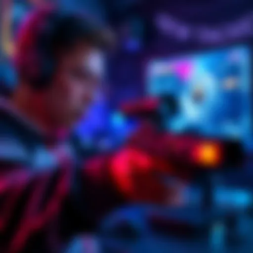 A gamer adjusting camera and ADS gyro sensitivity settings on a gaming setup for better aim precision during gameplay