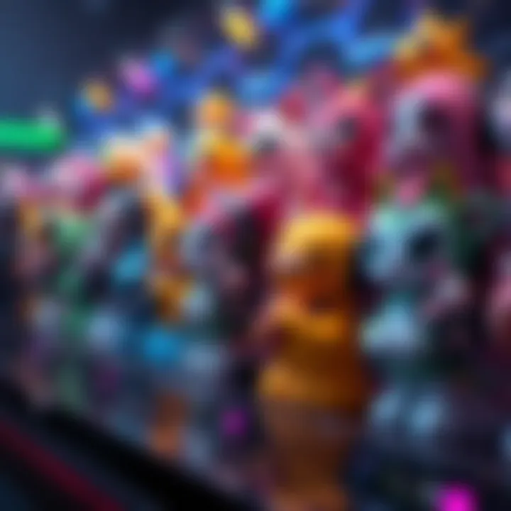 A colorful array of adorable gaming skins showcasing various characters with playful designs and vibrant colors