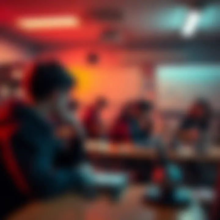 A digital classroom showing students struggling with outdated technology and tools, highlighting the issues with Advanced Learning Gateways in education.