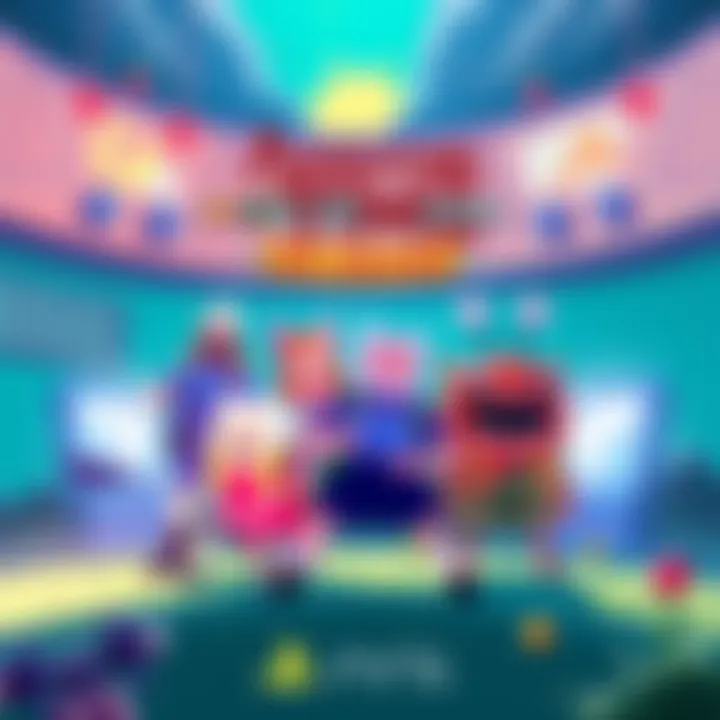 A vibrant illustration of Adventure Time characters in a gaming environment on PlayStation 5, inviting players to join a fun squad.