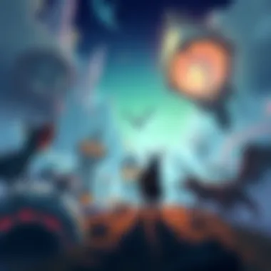 A character exploring a vibrant and mysterious landscape filled with unique creatures and diverse environments