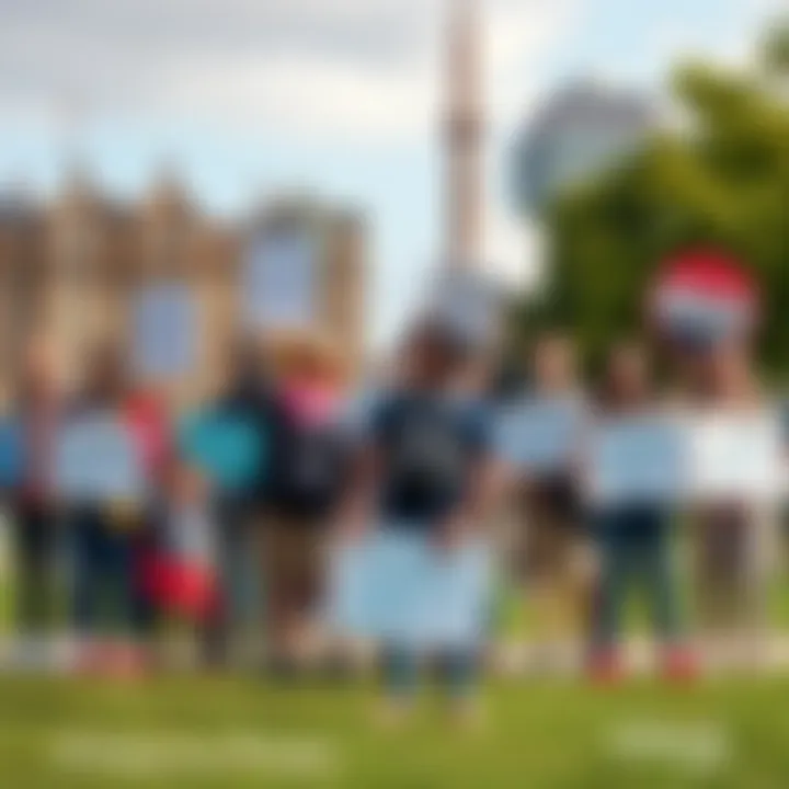 A group of diverse individuals holding signs that demand rights for objective people, standing together in a city park.