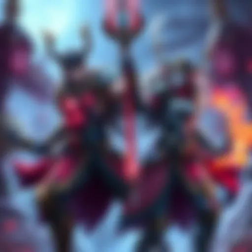 Two fantasy champions, Aeon and Vin Ursa, are engaged in a battle scene with vibrant colors and dynamic poses, representing the achievements they need to complete.