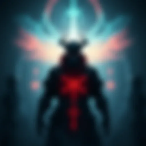 A scene from Aeterna Noctis showing character in a dark, mystical environment with glowing elements