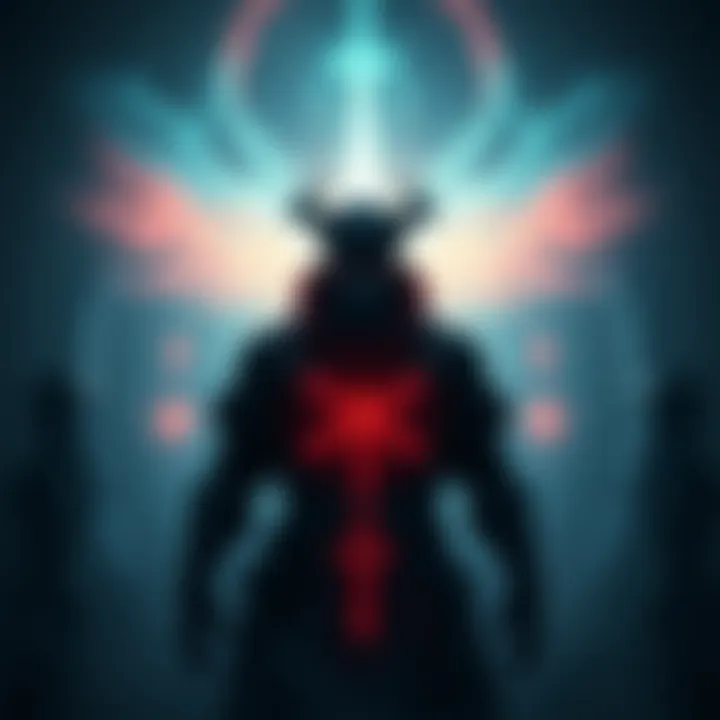 A scene from Aeterna Noctis showing character in a dark, mystical environment with glowing elements