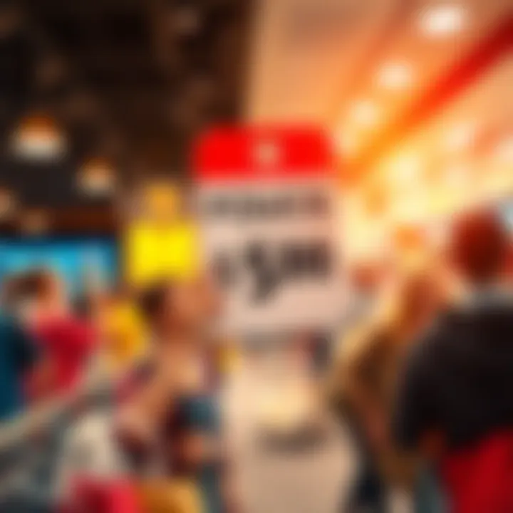 A bright and eye-catching graphic showing a price tag with a low price and excited people shopping in a store, highlighting the affordable deal.
