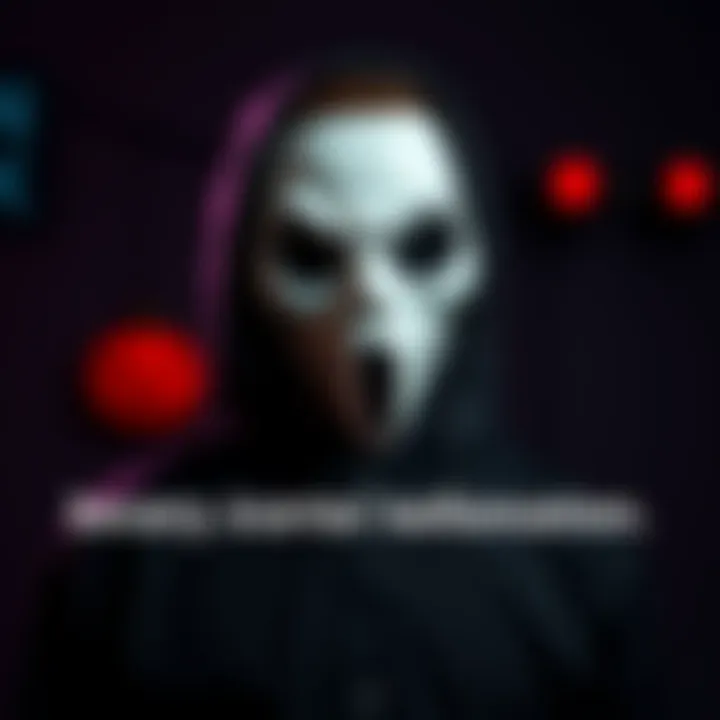 A person wearing a simple and creative killer costume with a mask and dark clothing, ready for Halloween celebrations.