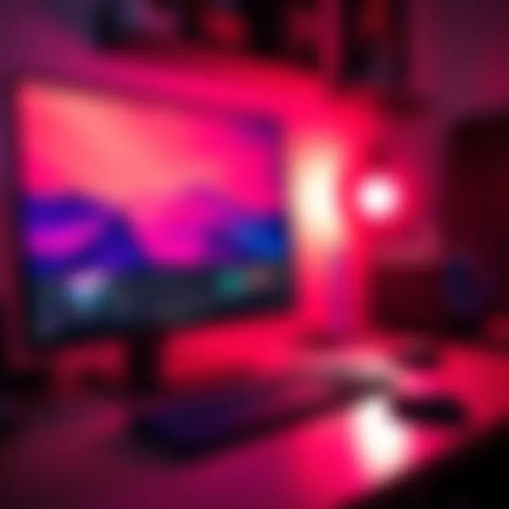 A modern personal computer setup ideal for video editing and coding, with a sleek monitor and keyboard on a desk