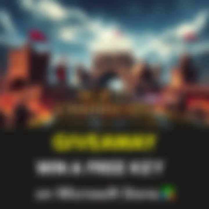 A graphic promoting a giveaway for a free Age of Empires IV key, showing game elements like castles and warriors, with a bold text inviting participants to join.