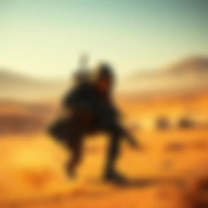 Agent 47 stealthily navigating a mission area in a desert landscape, replacing Snake's role with a focus on tactical approach and precision.