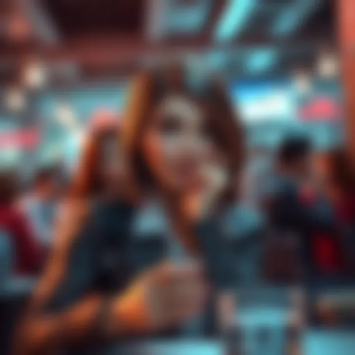 Agent Carolina surrounded by romantic options in a dating simulation game